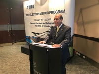 Presidente JCE y A-WEB inicia misión  de observación internacional en Ecuador