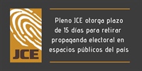 Pleno JCE otorga plazo de 15 días para retirar propaganda electoral en espacios públicos del país