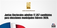 Juntas Electorales admiten 17,357 candidatos para elecciones municipales febrero 2020
