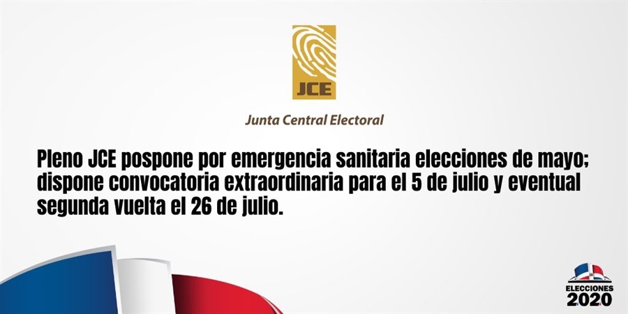 Pleno JCE pospone por emergencia sanitaria elecciones de mayo