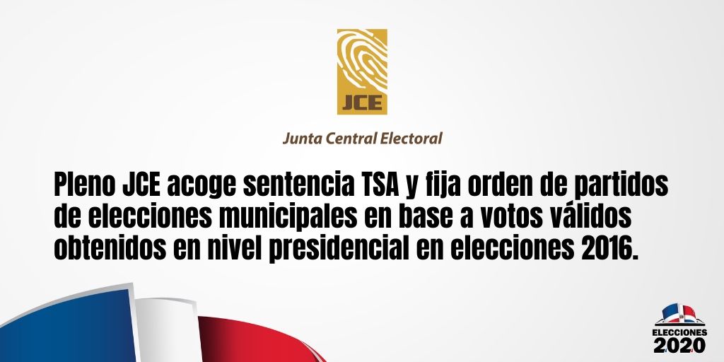 Pleno JCE acoge sentencia TSA y fija orden de partidos de elecciones ...